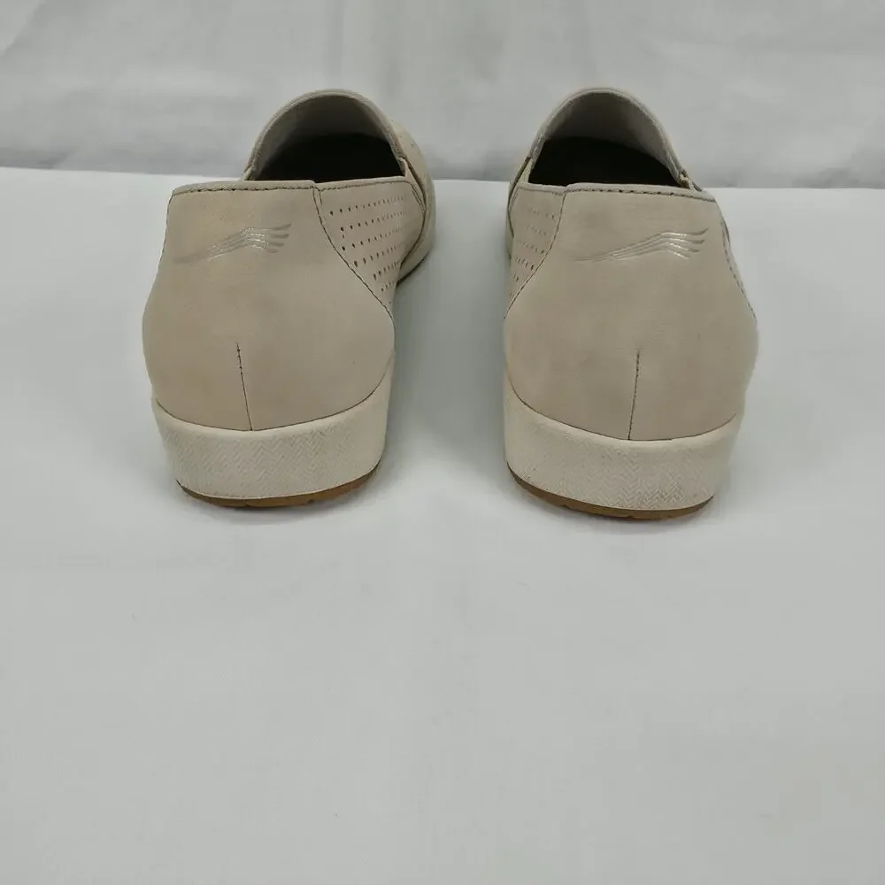 Dansko Odina Slip On Comfort Shoe Perforated Cream Nubuck Leather US 11